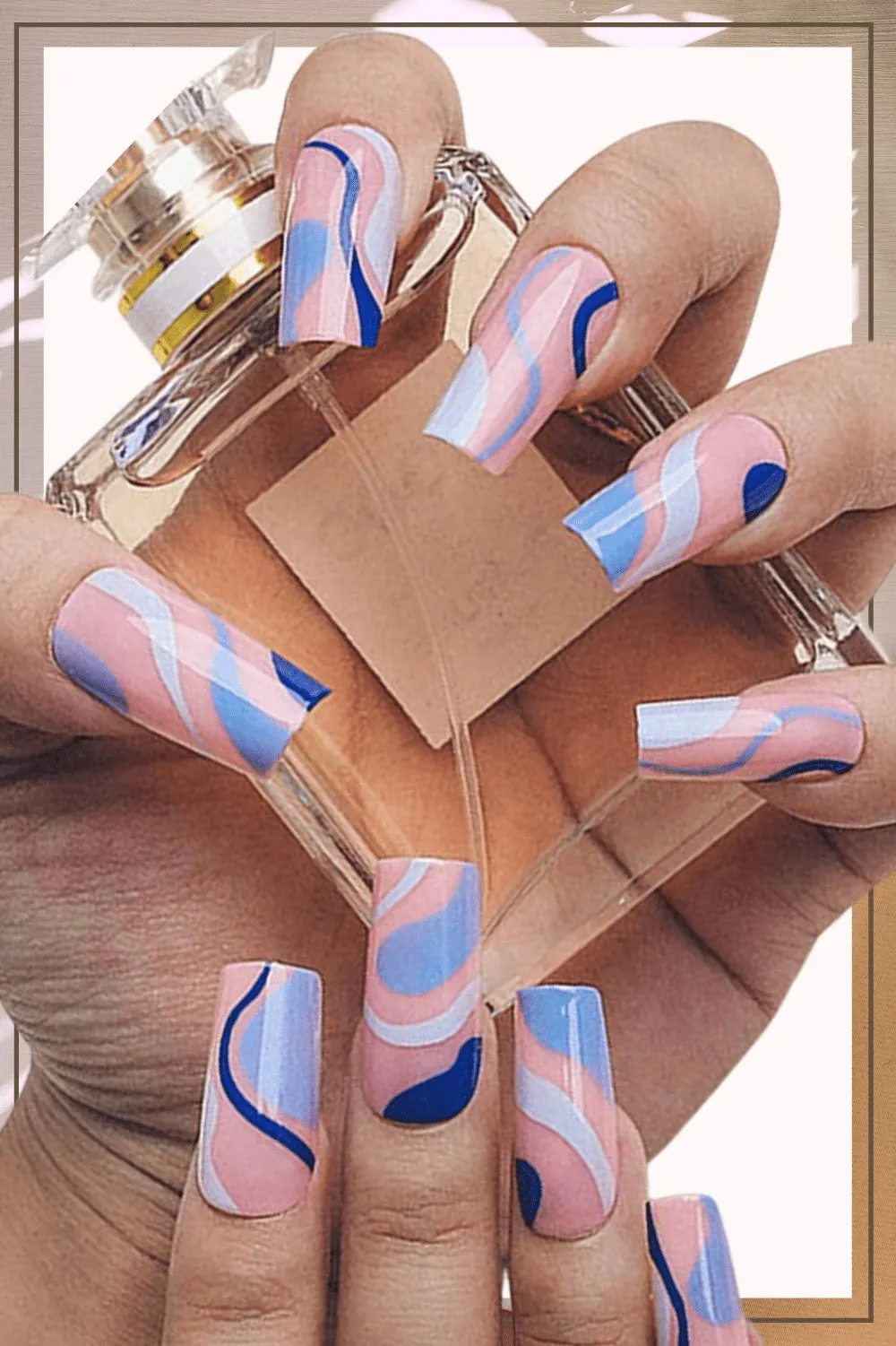 Blue Swirl Coffin Press On Nails Kit
