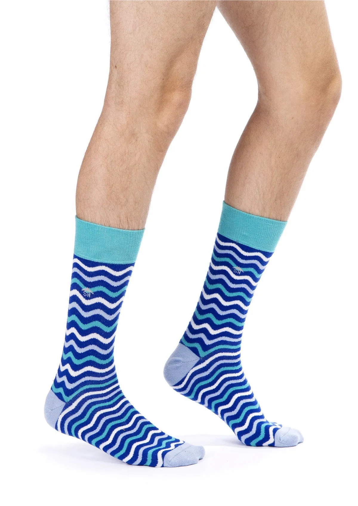 Blue Waves Design Men Socks