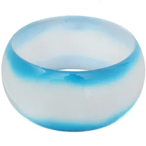 Blue White Round Glossy Bangle Bracelet