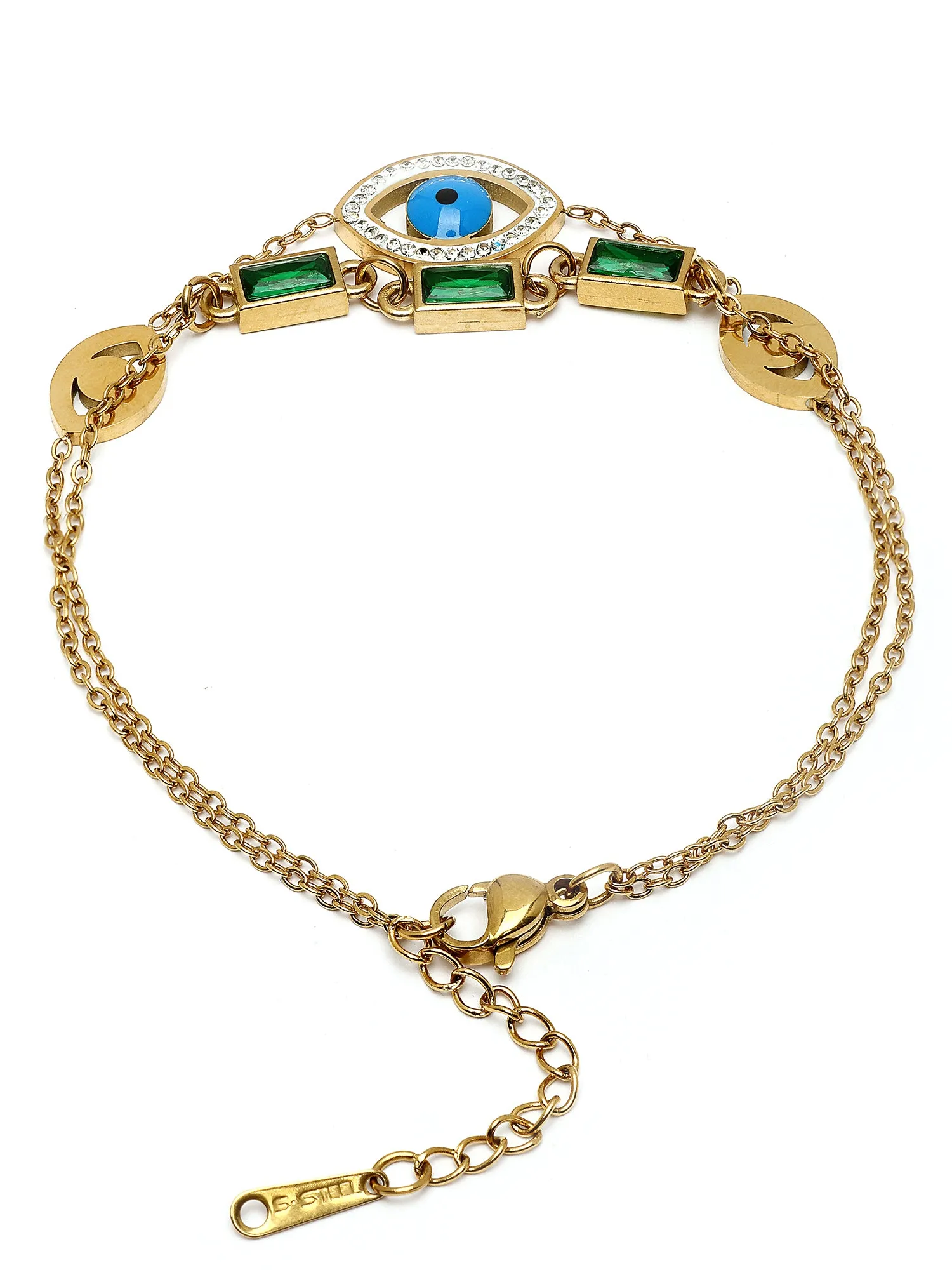 Bohey by KARATCART Gold Plated Evil Eye Charm Chain Bracelet for Women