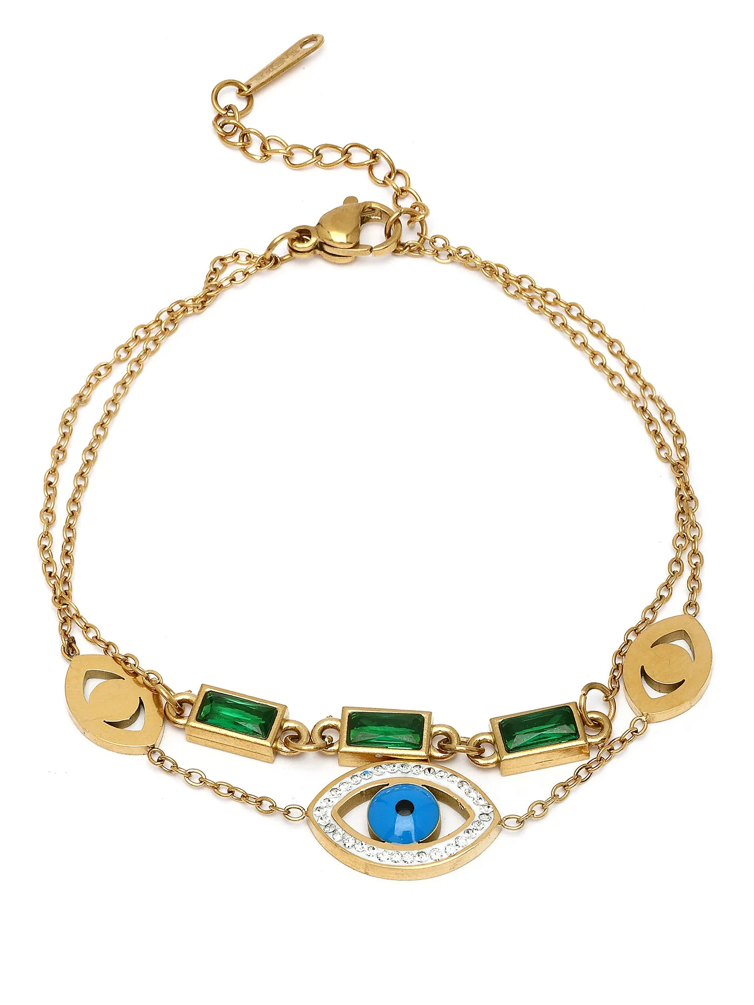 Bohey by KARATCART Gold Plated Evil Eye Charm Chain Bracelet for Women