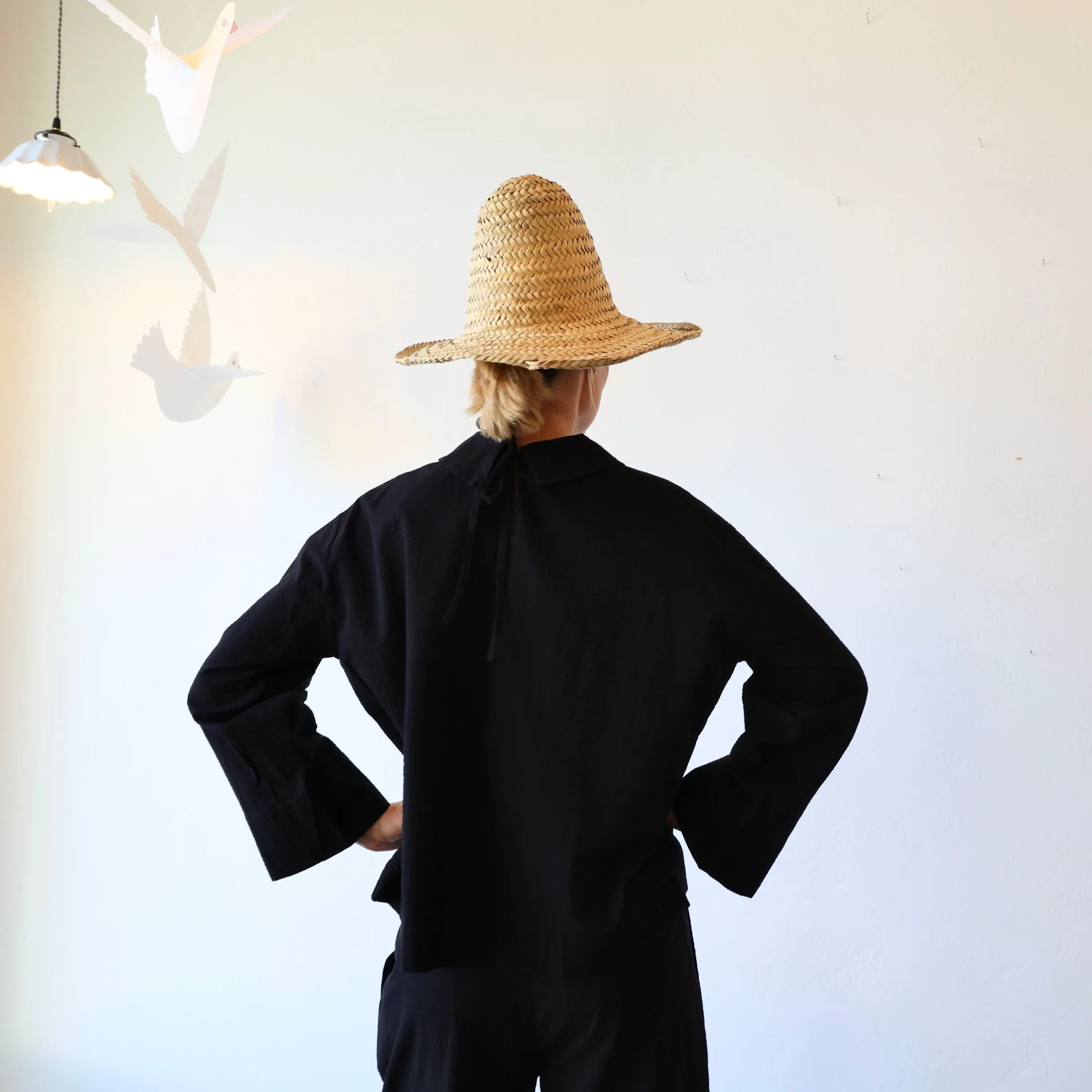 Bon Pointed Collar Shirt - Black Seersucker