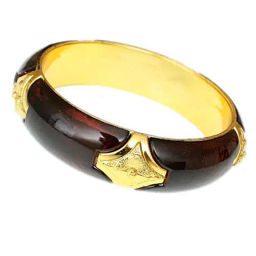 Brown Glossy Sunburst Bangle Bracelet