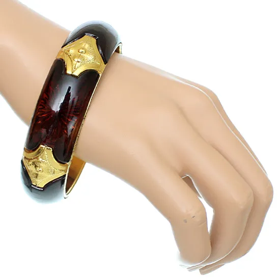 Brown Glossy Sunburst Bangle Bracelet