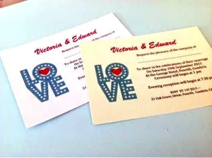 BUDGET -LOVE - Personalised, Printed, Flat, Wedding Invitation