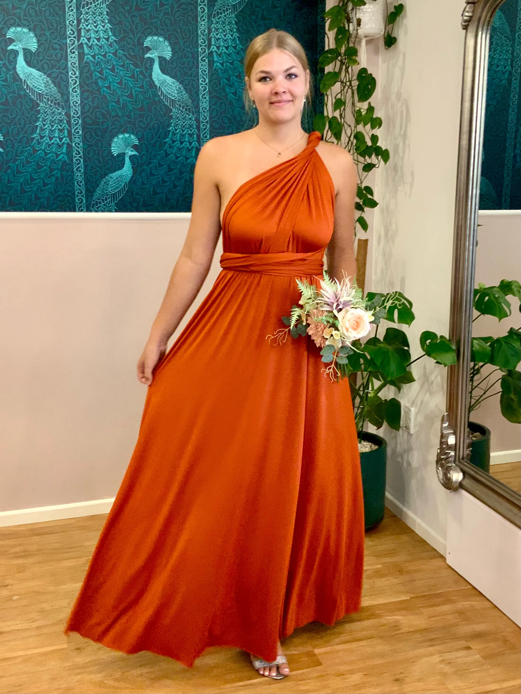 Burnt Orange Infinity bridesmaid dress Express NZ wide