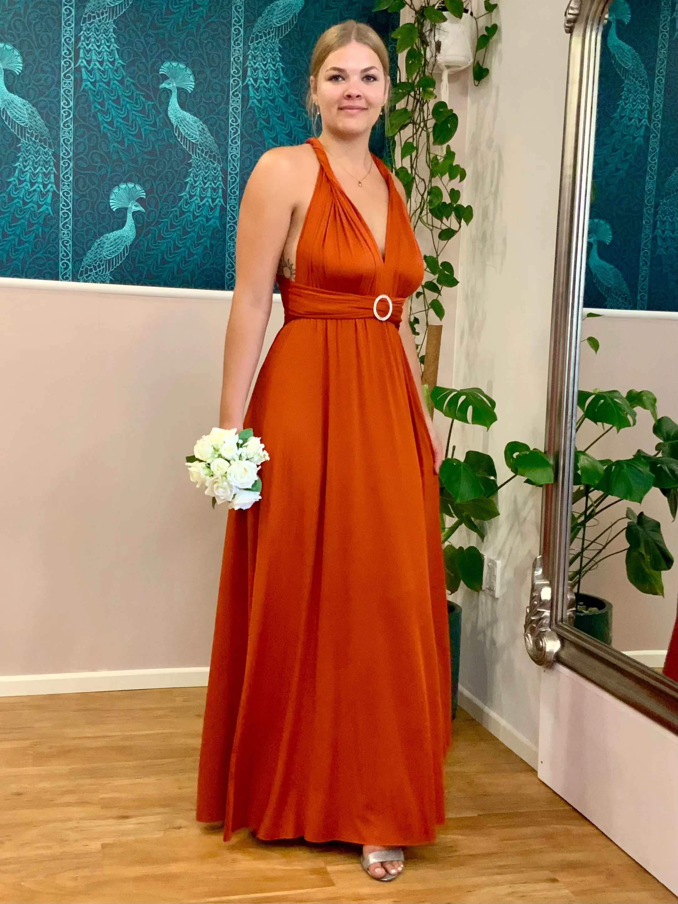 Burnt Orange Infinity bridesmaid dress Express NZ wide