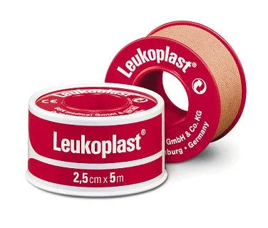 BX/12 LEUKOPLAST SLEEK ZINC OXIDE PLASTIC WATERPROOF TAPE 2.5CM X 3M
