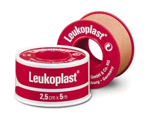 BX/12 LEUKOPLAST SLEEK ZINC OXIDE PLASTIC WATERPROOF TAPE 2.5CM X 3M