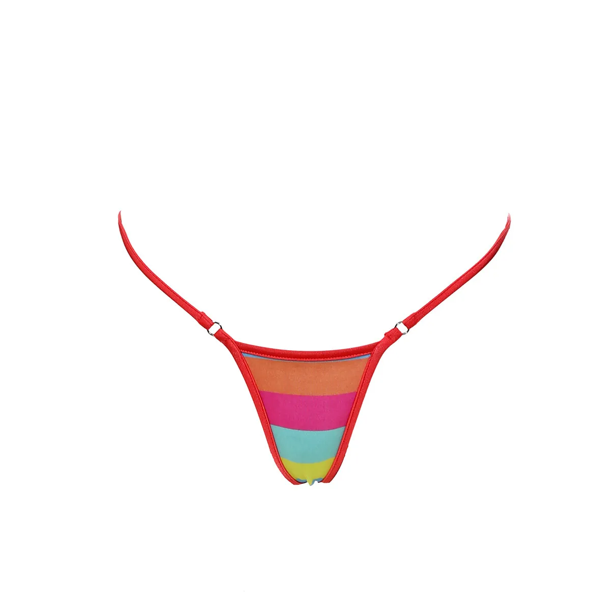 CALYPSO BIKINI BOTTOM - CANDY STRIPE / SPICY BLUSH
