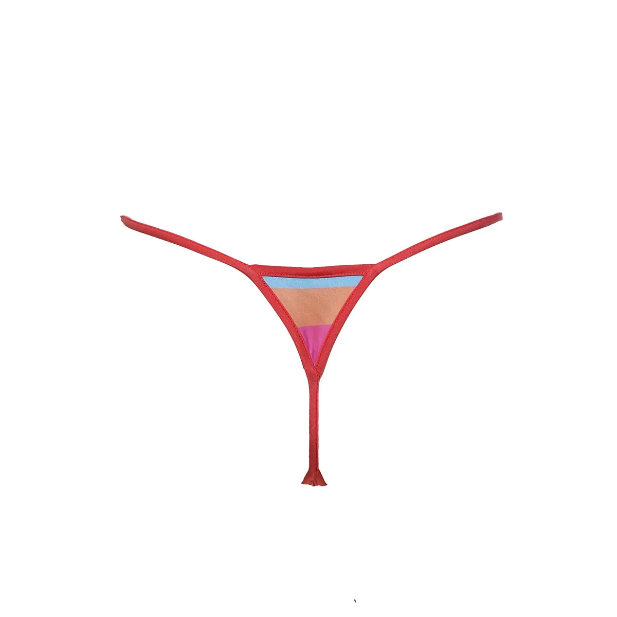 CALYPSO BIKINI BOTTOM - CANDY STRIPE / SPICY BLUSH