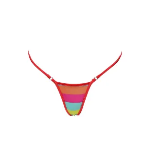 CALYPSO BIKINI BOTTOM - CANDY STRIPE / SPICY BLUSH