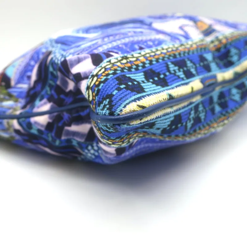 Camilla Large Canvas Clutch with Shells Blue Printed