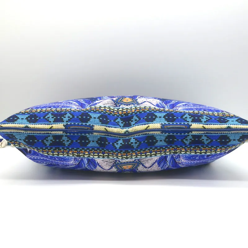 Camilla Large Canvas Clutch with Shells Blue Printed