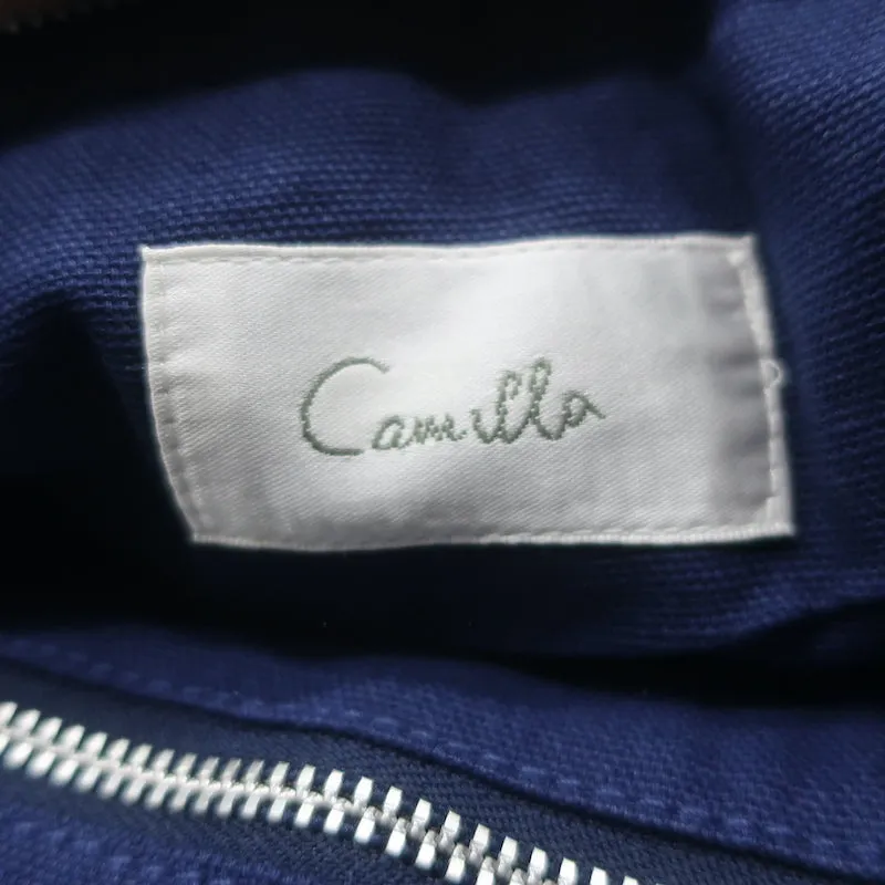 Camilla Large Canvas Clutch with Shells Blue Printed