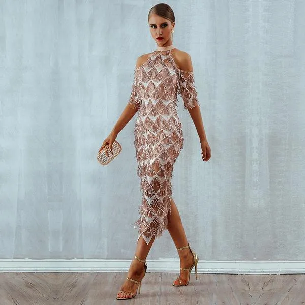 Caramel Glitter Dress
