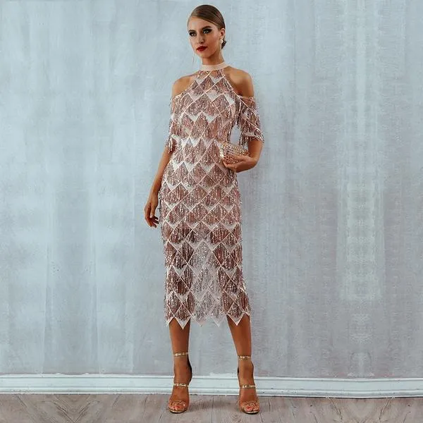 Caramel Glitter Dress