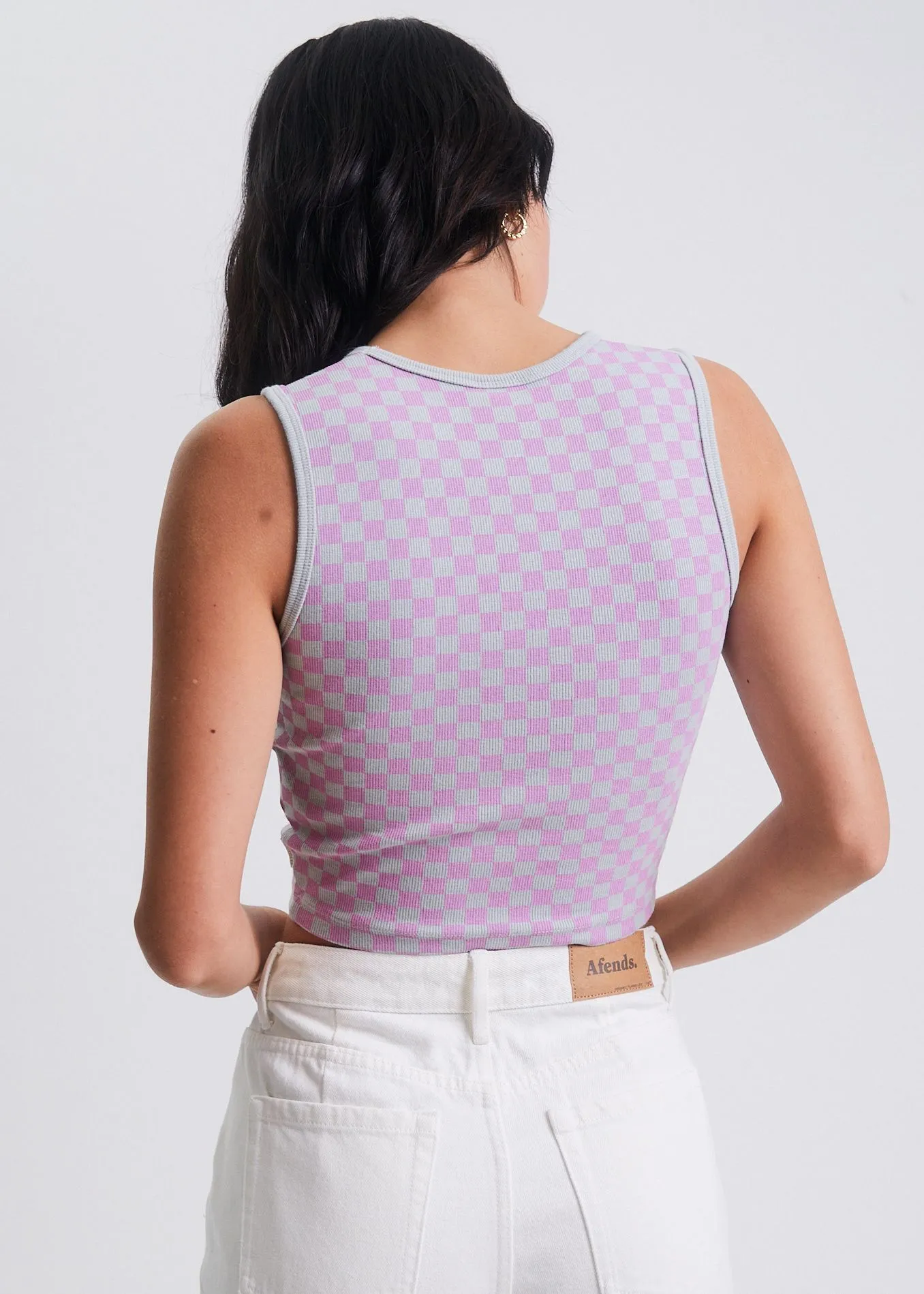 Carlo   - Recycled Check Ribbed Tank