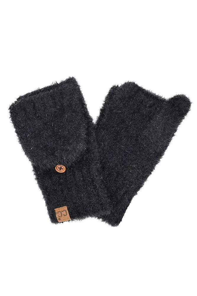 C.C Metallic Eyelash Solid Mitten Winter Glove