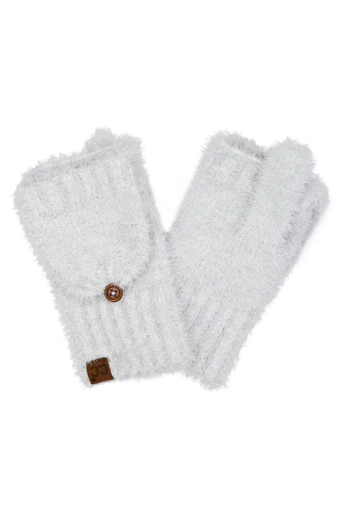C.C Metallic Eyelash Solid Mitten Winter Glove