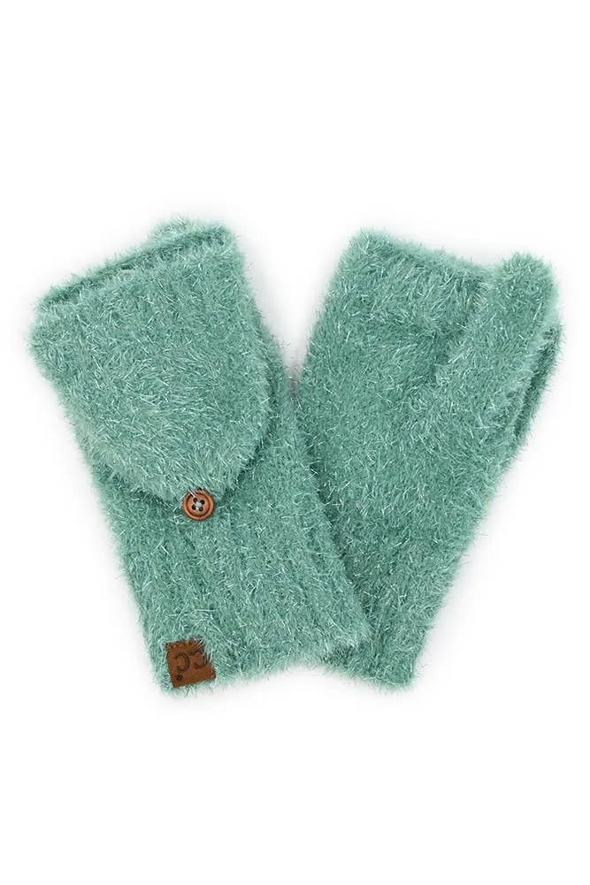 C.C Metallic Eyelash Solid Mitten Winter Glove