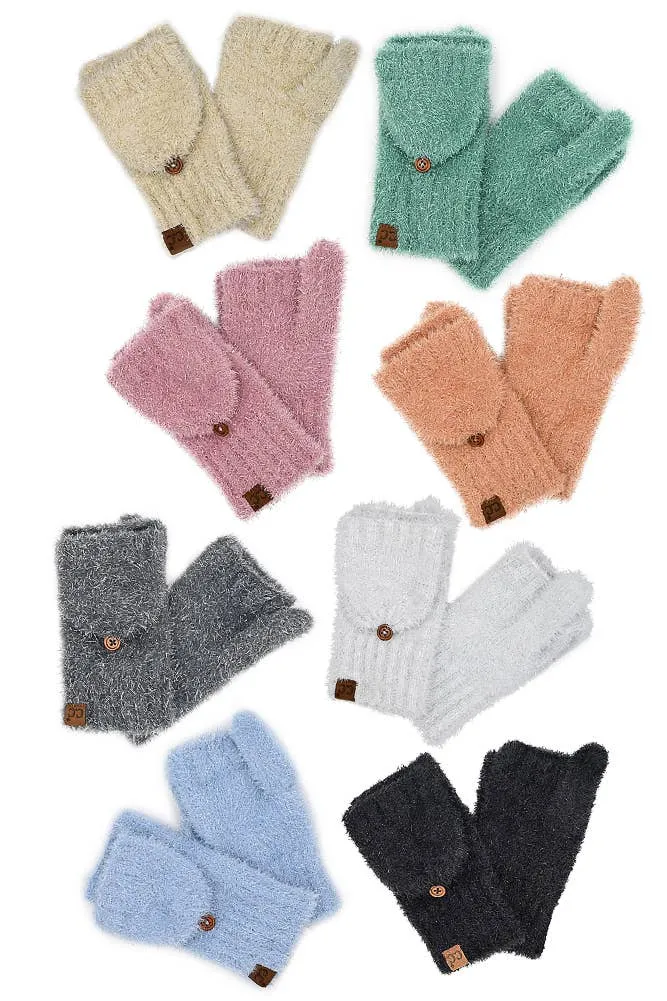 C.C Metallic Eyelash Solid Mitten Winter Glove