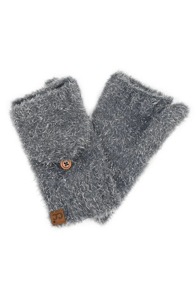 C.C Metallic Eyelash Solid Mitten Winter Glove