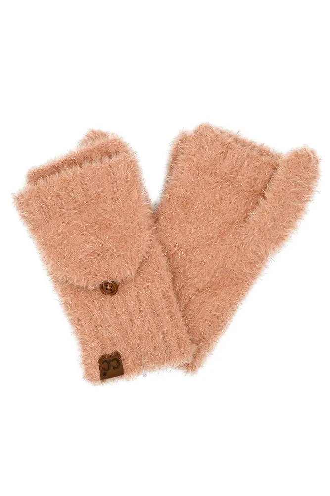 C.C Metallic Eyelash Solid Mitten Winter Glove