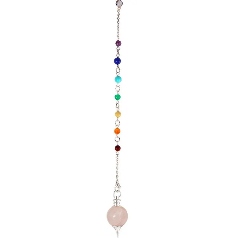Chakra Beads & Rose Quartz Sephoroton Pendulum / Pendant - Cleansing; FB2613