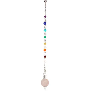 Chakra Beads & Rose Quartz Sephoroton Pendulum / Pendant - Cleansing; FB2613