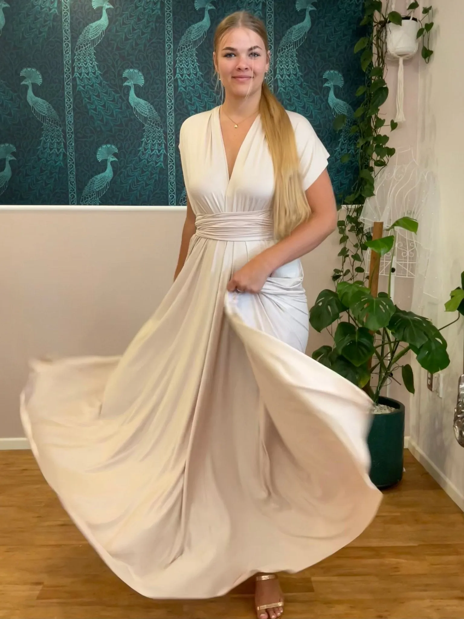 Champagne convertible Infinity bridesmaid dress Express NZ wide