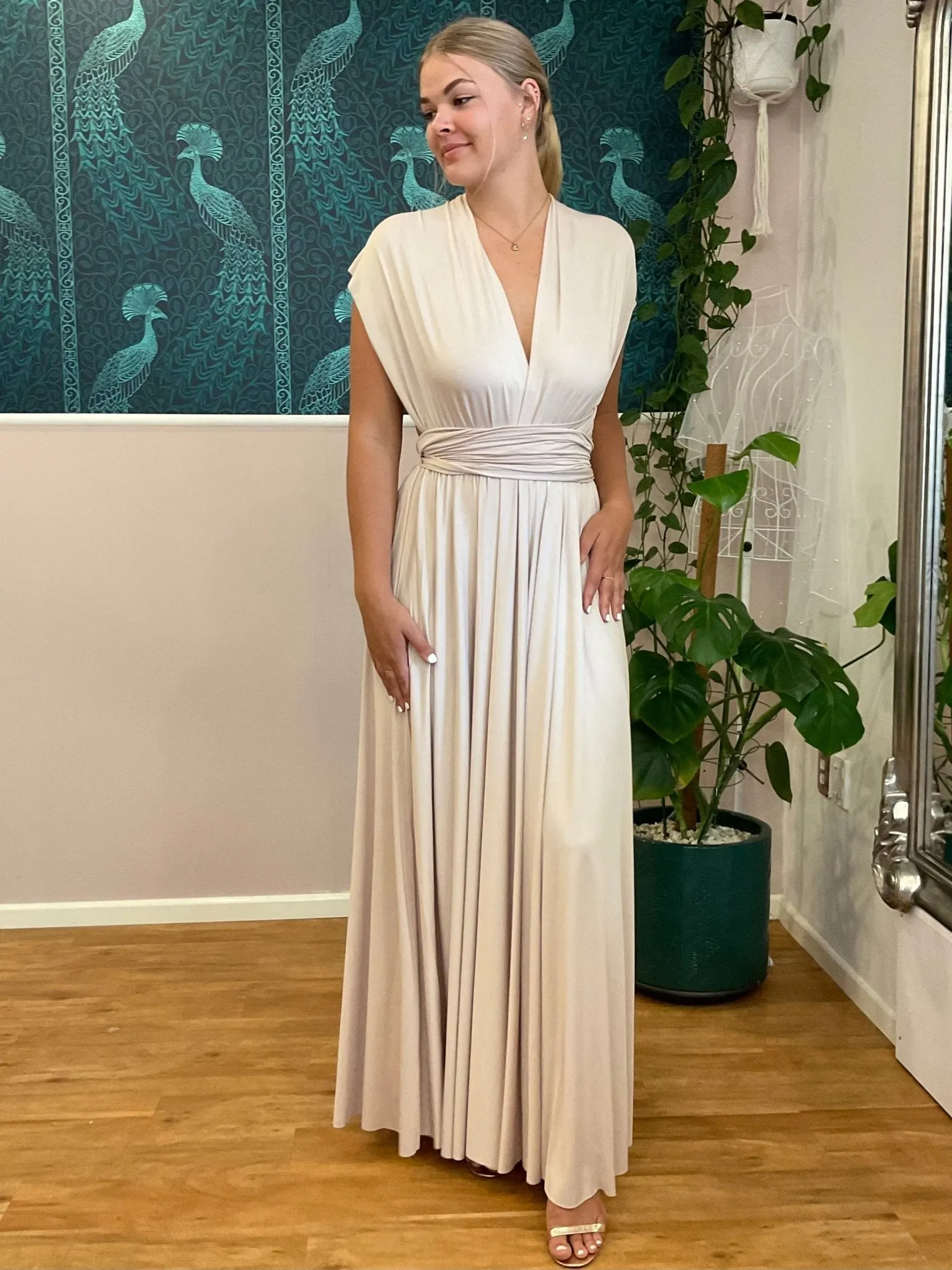Champagne convertible Infinity bridesmaid dress Express NZ wide