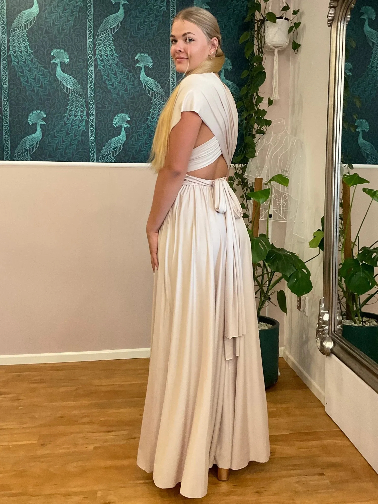 Champagne convertible Infinity bridesmaid dress Express NZ wide