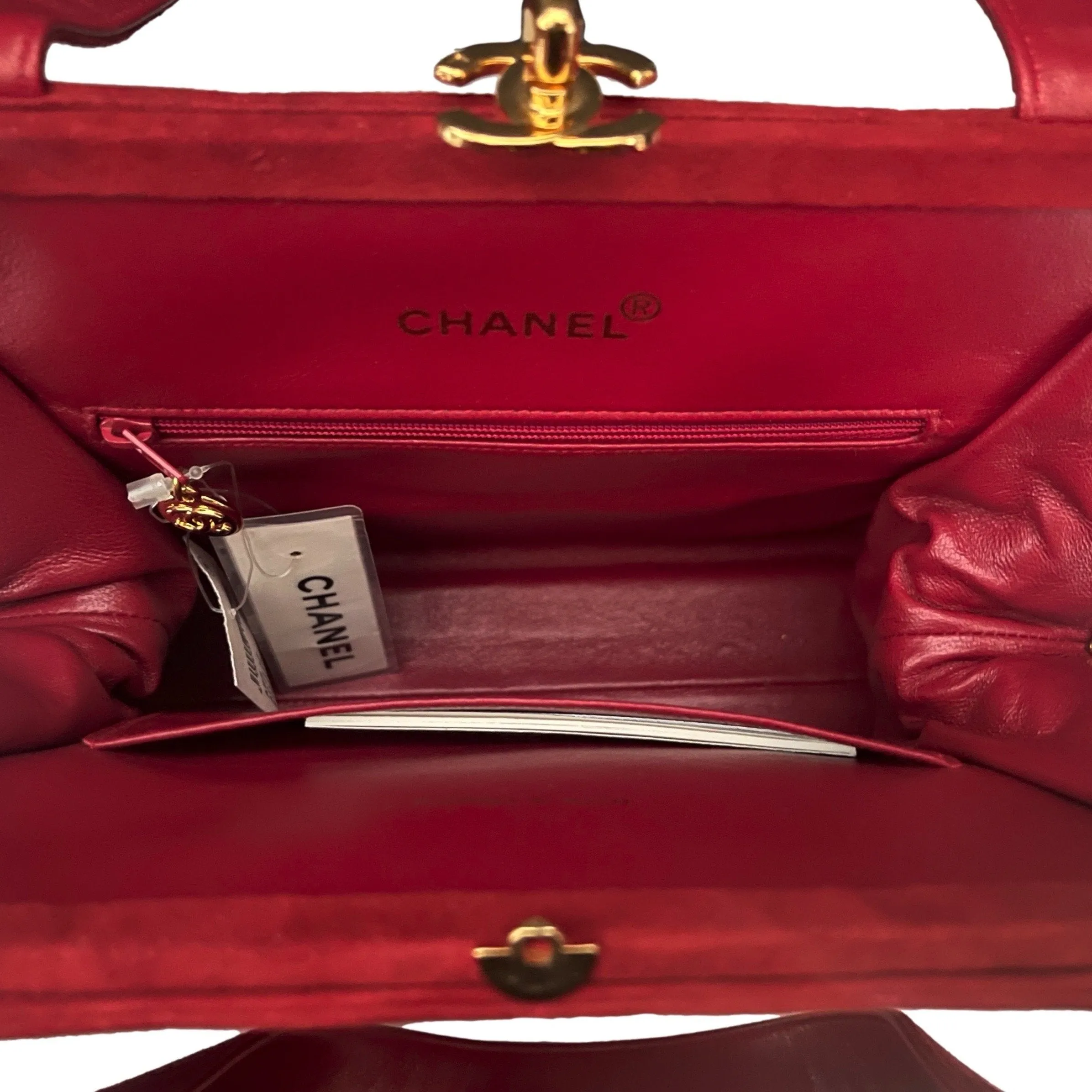 Chanel Red Suede Turnlock Bag