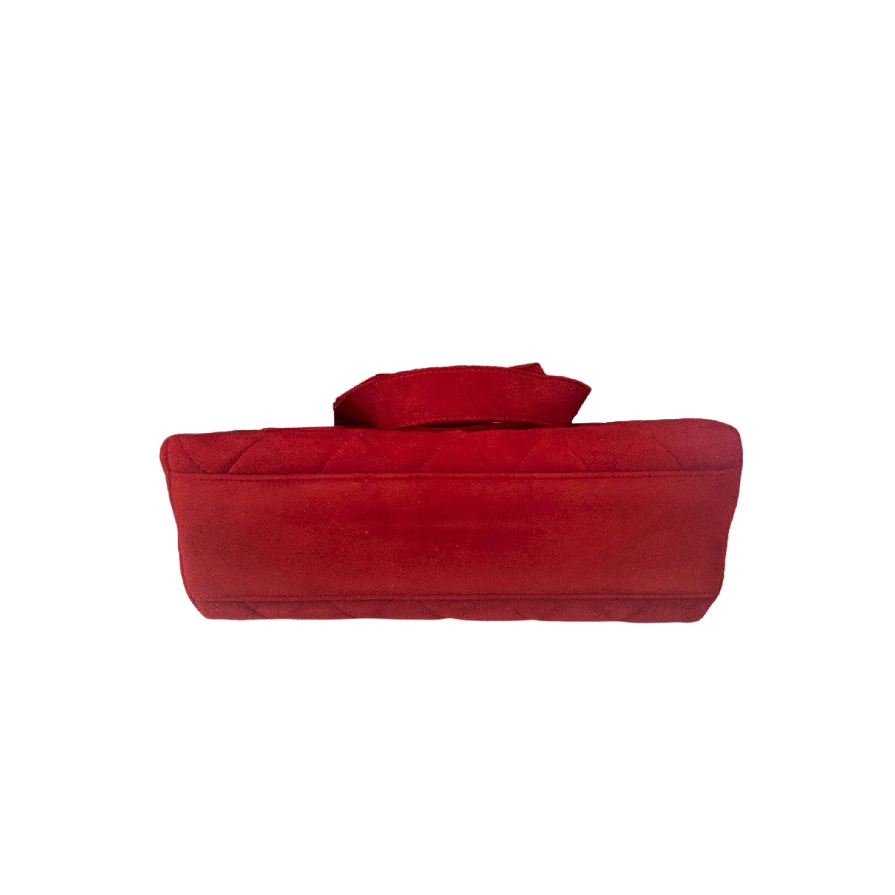 Chanel Red Suede Turnlock Bag