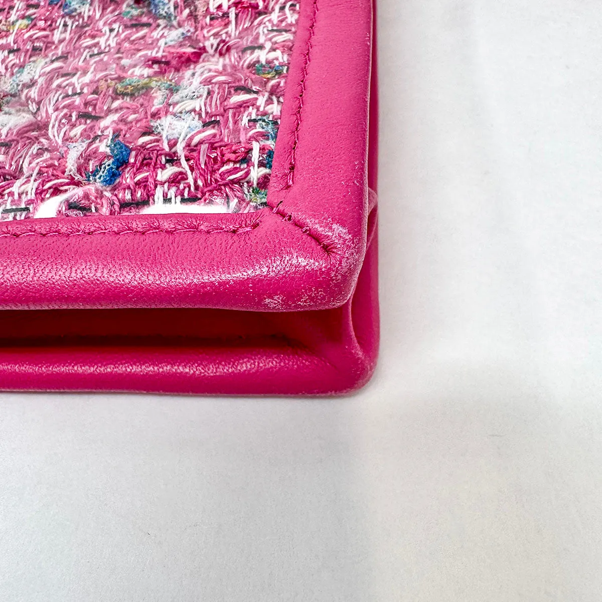 Chanel Tweed PVC Wristlet Pouch Clutch