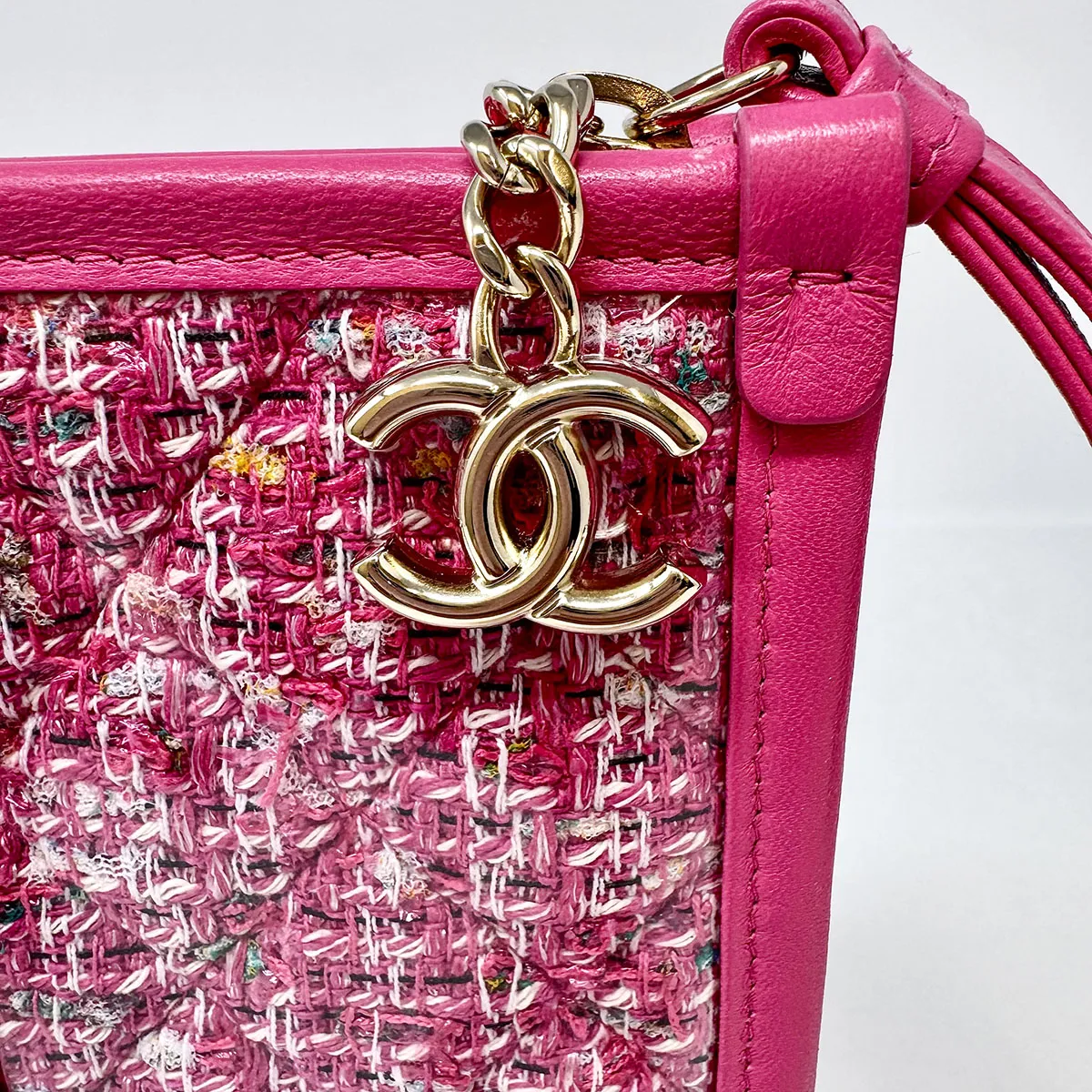 Chanel Tweed PVC Wristlet Pouch Clutch