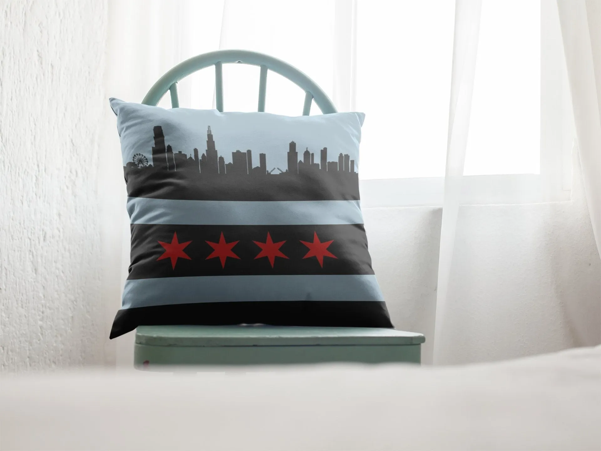 Chicago Black broadcloth pillow