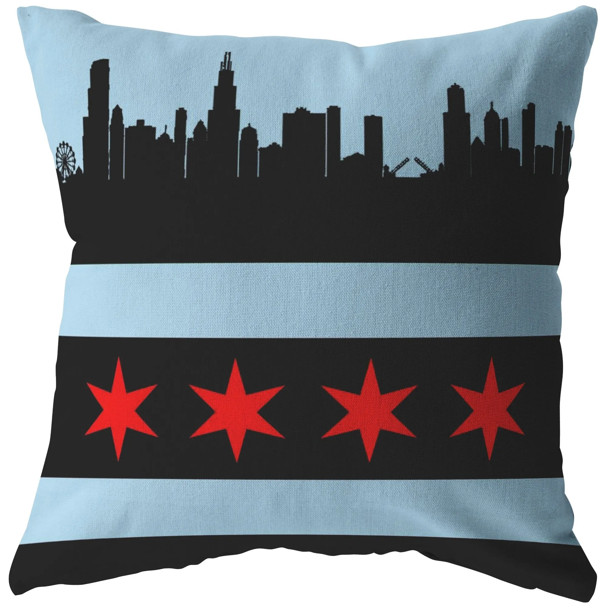 Chicago Black broadcloth pillow