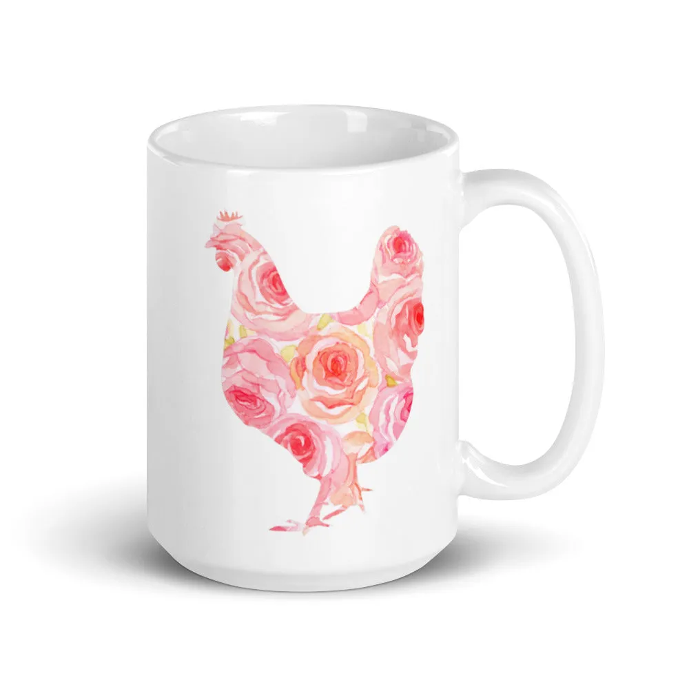 Chicken Silhouette Roses Mug