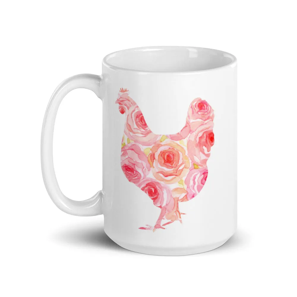 Chicken Silhouette Roses Mug