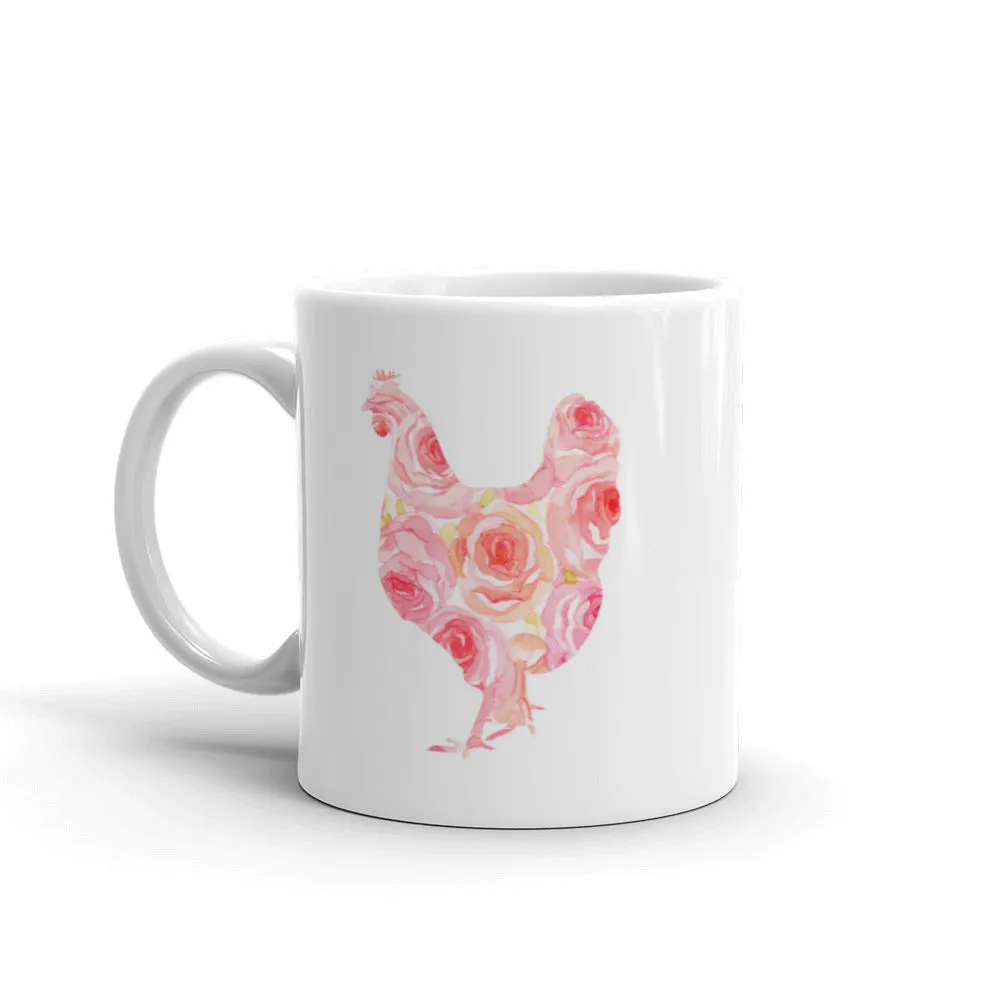 Chicken Silhouette Roses Mug