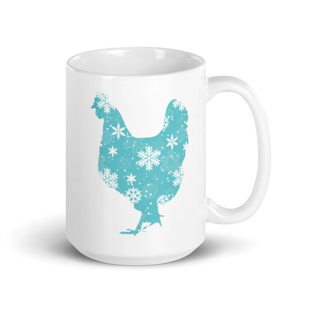 Chicken Silhouette Snowflakes Mug