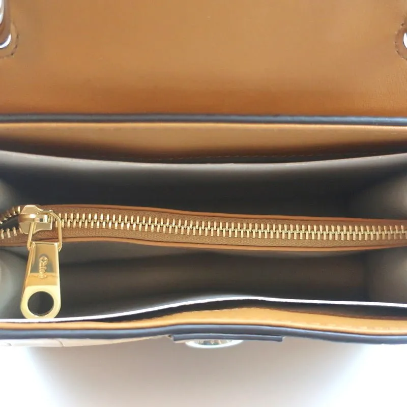 Chloe Small Aby Day Bag Autumnal Brown Croc-Embossed Leather Crossbody Tote NEW