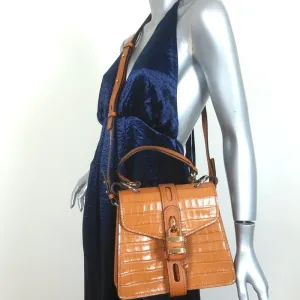 Chloe Small Aby Day Bag Autumnal Brown Croc-Embossed Leather Crossbody Tote NEW