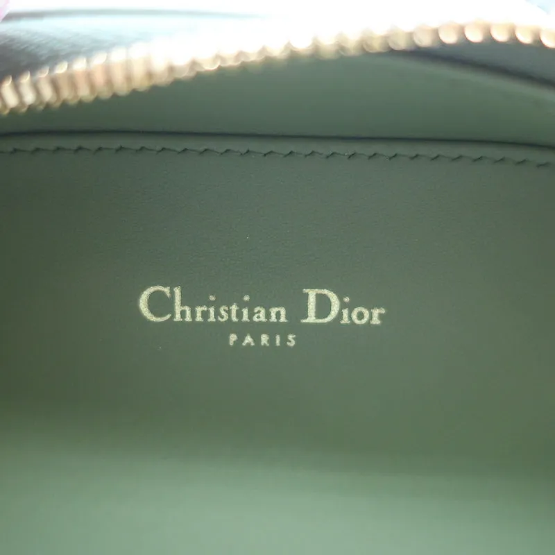 Christian Dior CD Signature Oval Camera Bag Green Leather Small Crossbody NEW