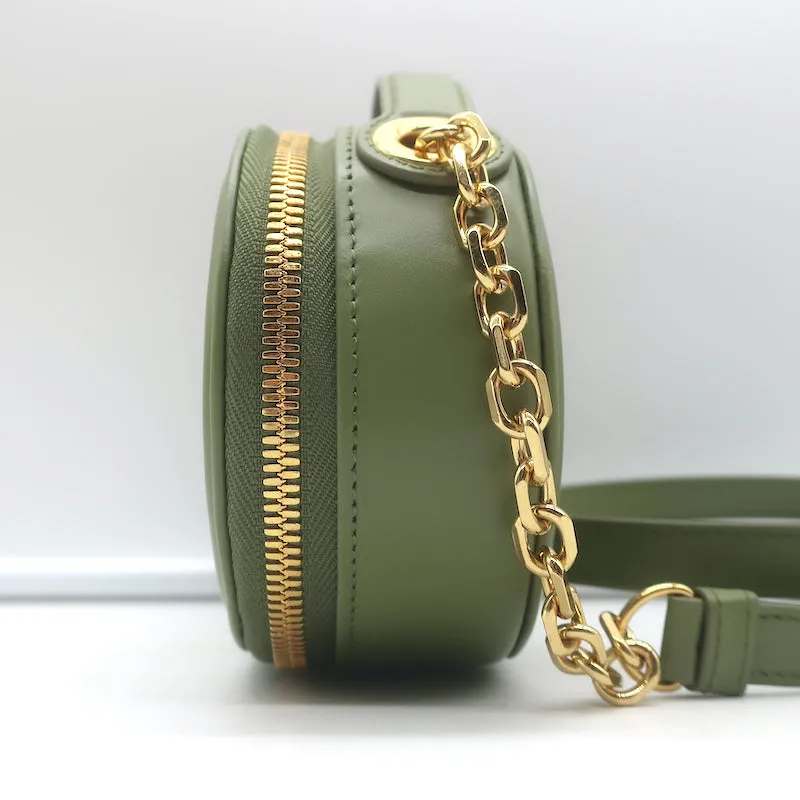 Christian Dior CD Signature Oval Camera Bag Green Leather Small Crossbody NEW