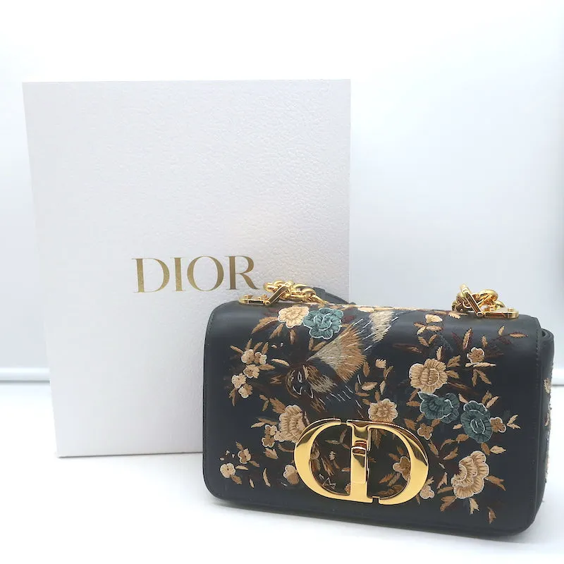 Christian Dior Small Caro Bag Black Embroidered Leather Crossbody NEW