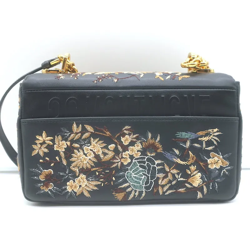 Christian Dior Small Caro Bag Black Embroidered Leather Crossbody NEW