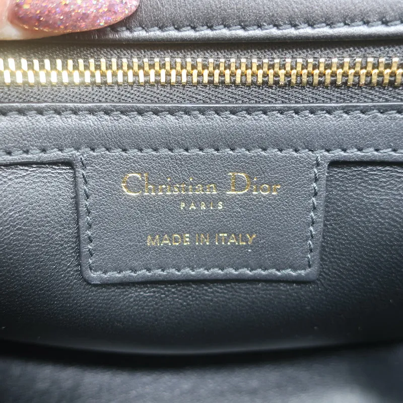 Christian Dior Small Caro Bag Black Embroidered Leather Crossbody NEW